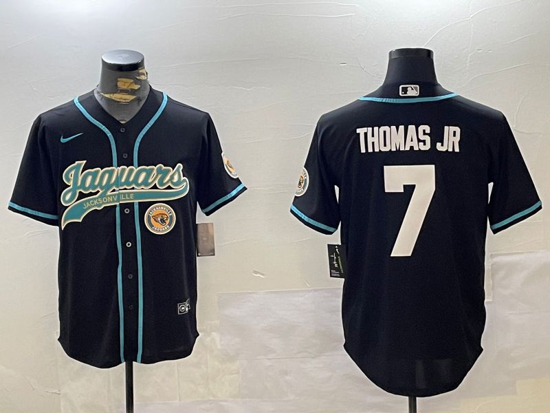 Men Jacksonville Jaguars 7 Thomas jr Black Joint Name 2024 Nike Limited NFL Jersey style 3